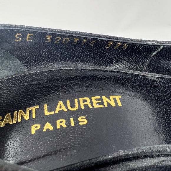 YSL Yves Saint Laurent Leather Tribute Classic Pump Janis Black on Black Sz 37.5 - Picture 6 of 11